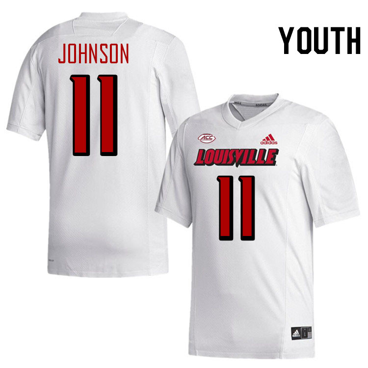 Youth #11 Jamari Johnson Louisville Cardinals College Football Jerseys Stitched-White